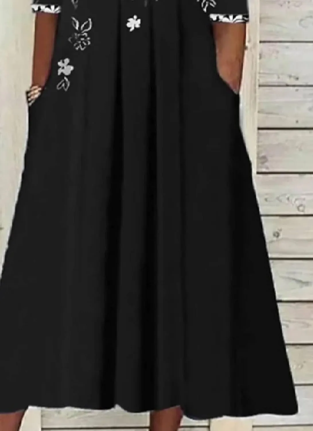 Women's Floral Print Half Sleeve Midi Dresses Casual V-Neck Pleated Dress with Pockets 2025 Summer Dating Outfits