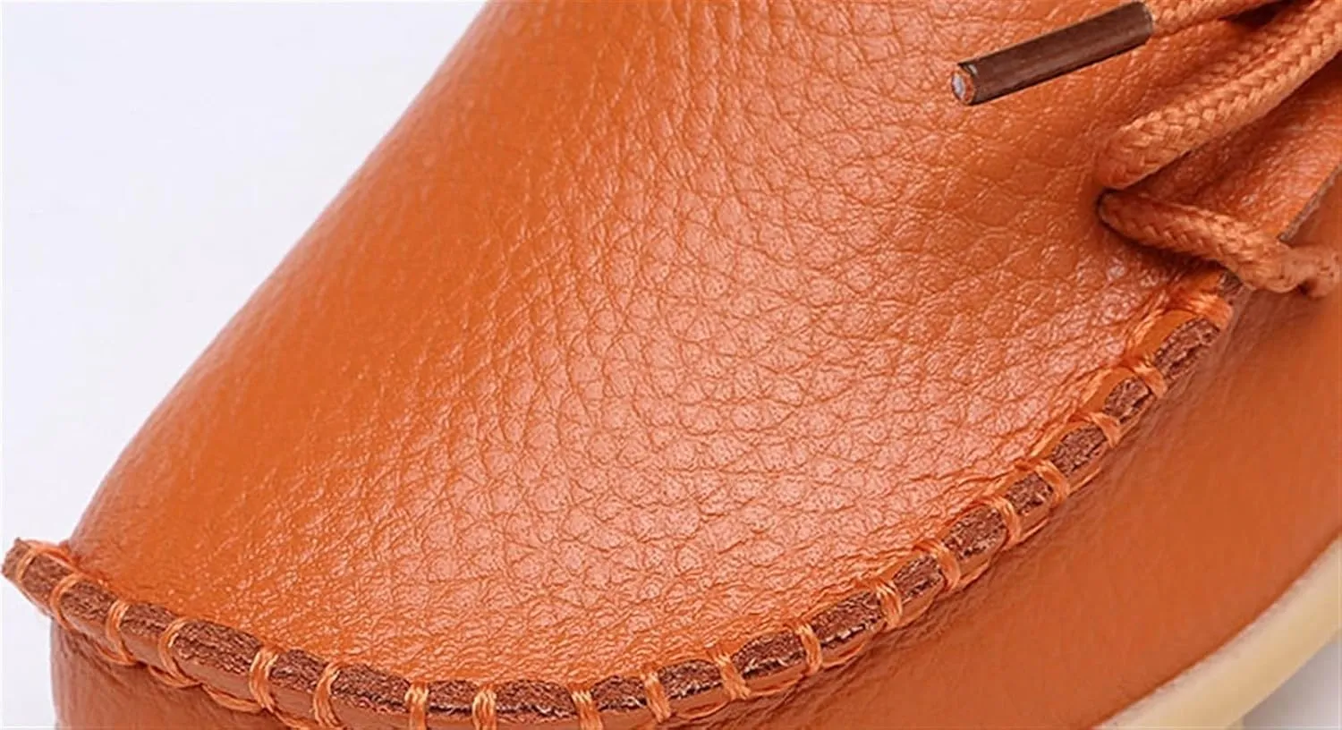 Women's Genuine Leather Lightweight Loafers Comfortable Slip On Tie-Bow Moccasins Wide Width Flats Shoes Breathable Anti Slip Beef Tendon Bottom Walking Boat Shoe