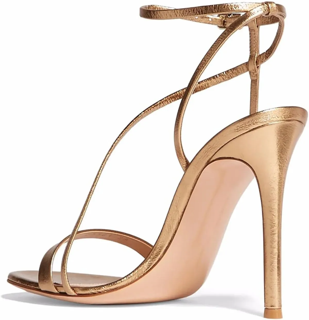 Women's Gold Slingback Sandals, Luxury Stiletto Evening Party Heels