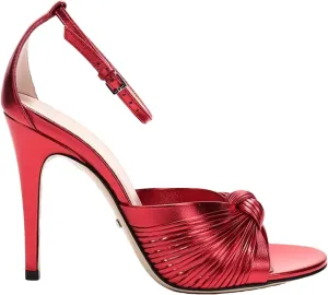 Women's Gold Stiletto Heel Sandals, Cross Strap Slingback Round Toe PU Summer Party