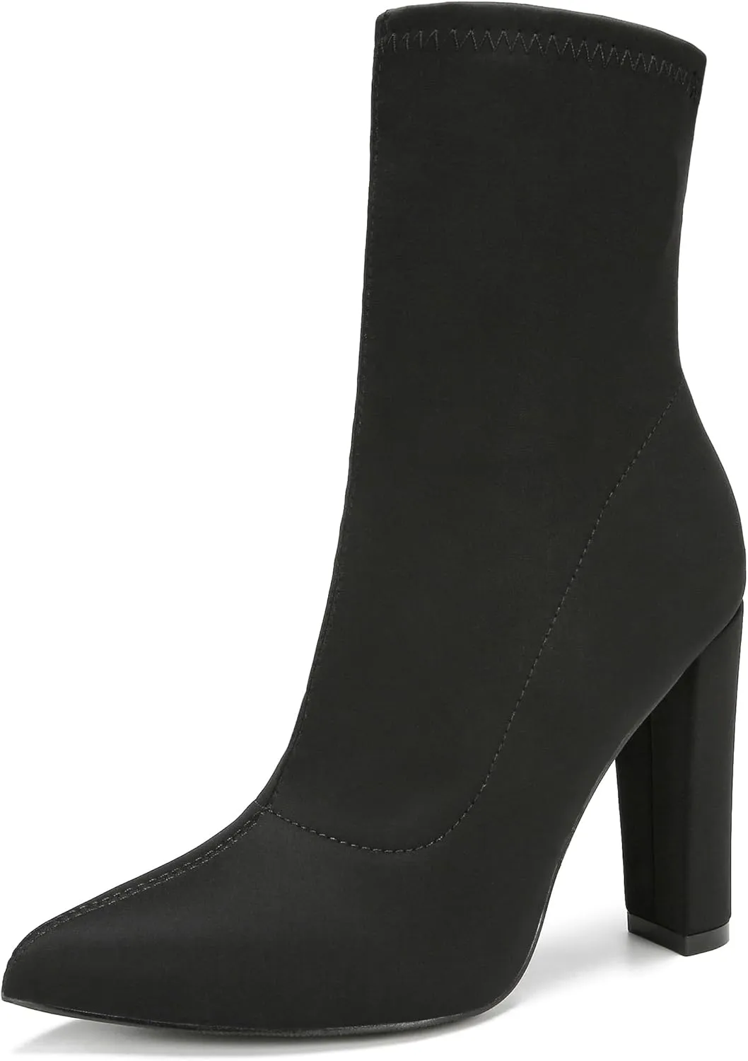 Women's High Heeled Booties Pointed Toe Mid Calf Ankle Boots Block Chunky Heels boot Stretch Fashion Sexy Wedding Short Bootie