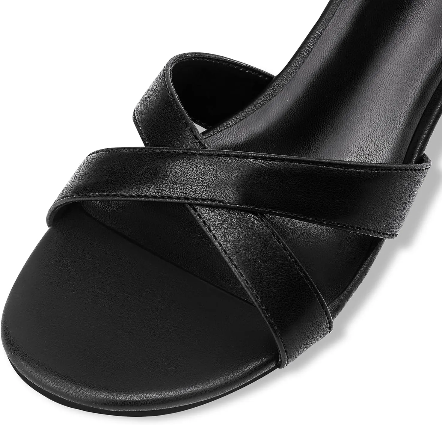 Womens Kitten Heels Low Heeled Sandals for Women Round Slip On Slides Cross Strap Open Toe Sandals