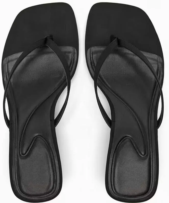 Women's Miami Kitten Heels Sandals Square Open Toe Thong Sandal Flip Flop Heels  Memory Foam Heeled Sandals for Women