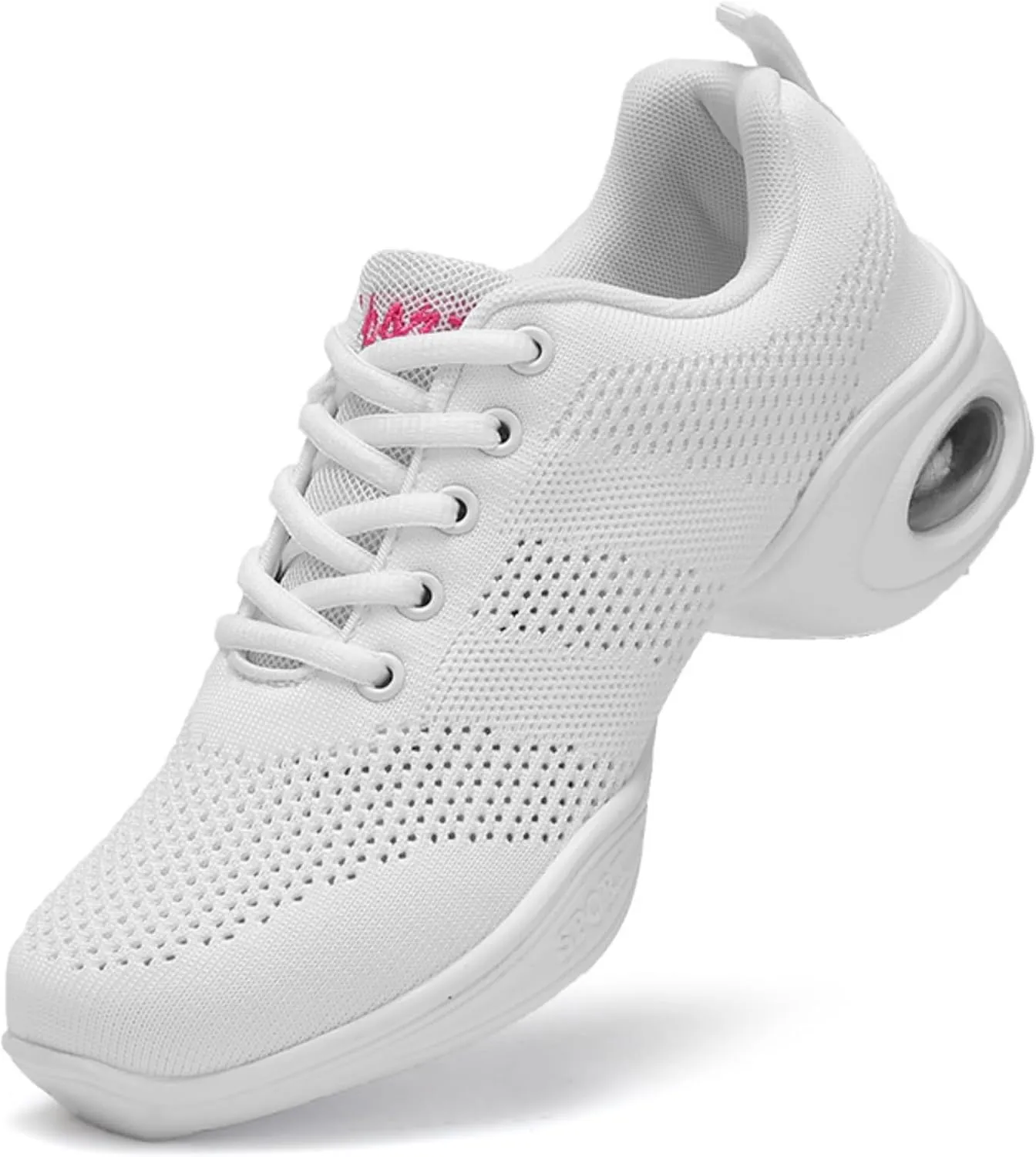 Women's Modern Dance Sneakers Split Sole Jazz Shoes with Mesh Upper & Air Cushion Lace-Up Platform Shoes for Athletic & Social Dancing US 4.5-8