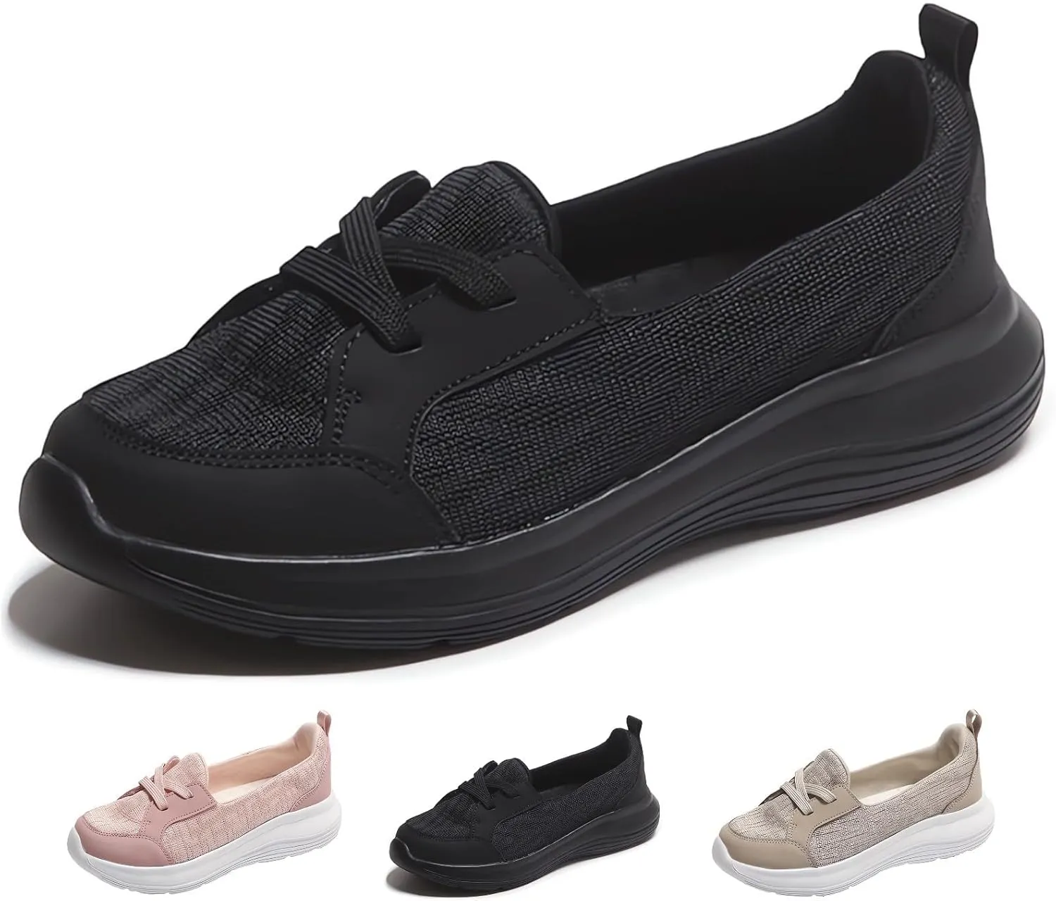 Womens Orthopedic Shoes Zapatos Ortopédicos para Mujer Walking Shoe Hands Free Slip on Retractable Shoelaces Sneakers