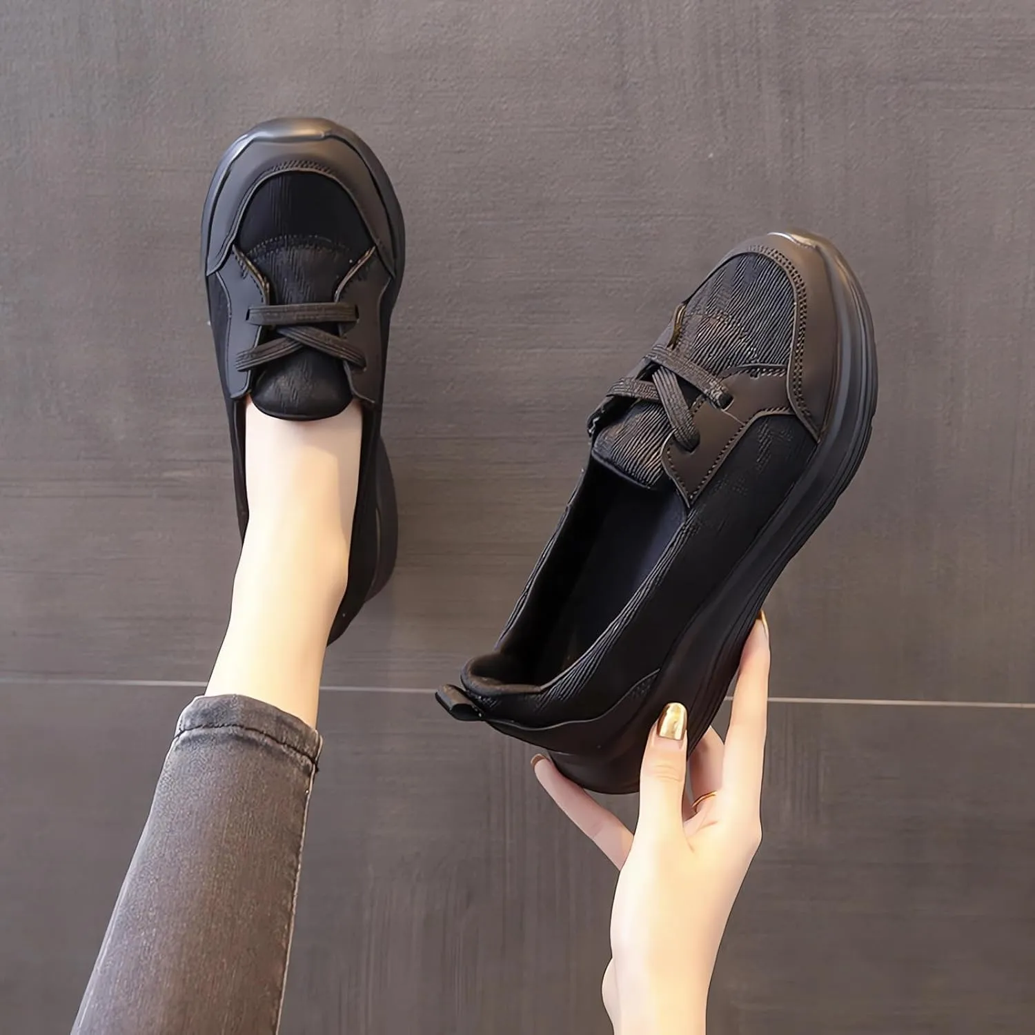 Womens Orthopedic Shoes Zapatos Ortopédicos para Mujer Walking Shoe Hands Free Slip on Retractable Shoelaces Sneakers