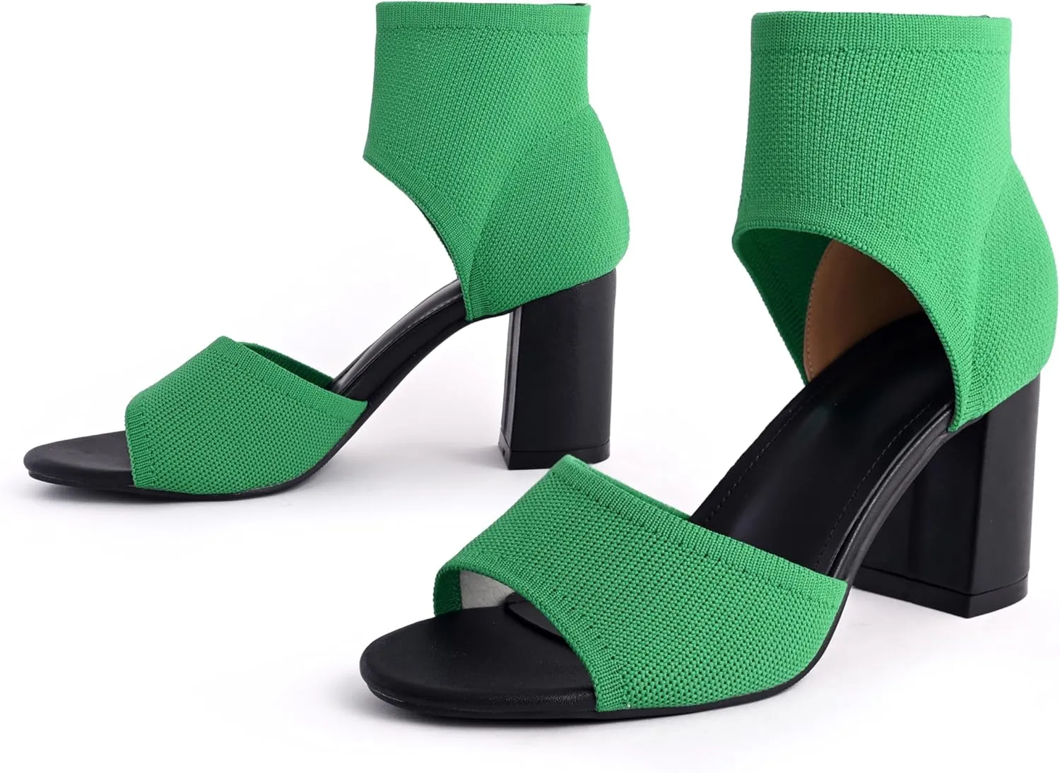 Women's Peep Toe Boot Sandals - Knit Chunky Block Heels for Weddings & Parties - Elegant Evening Dress Shoes