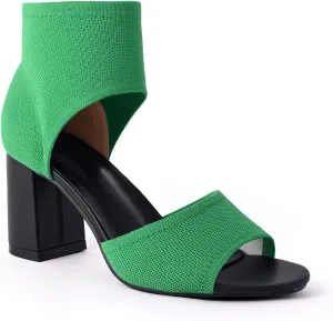 Women's Peep Toe Boot Sandals - Knit Chunky Block Heels for Weddings & Parties - Elegant Evening Dress Shoes