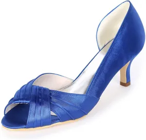 Women's Peep Toe Low Kitten Heel Sandals - Perfect Wedding Pumps for Elegant Bridal & Formal Events
