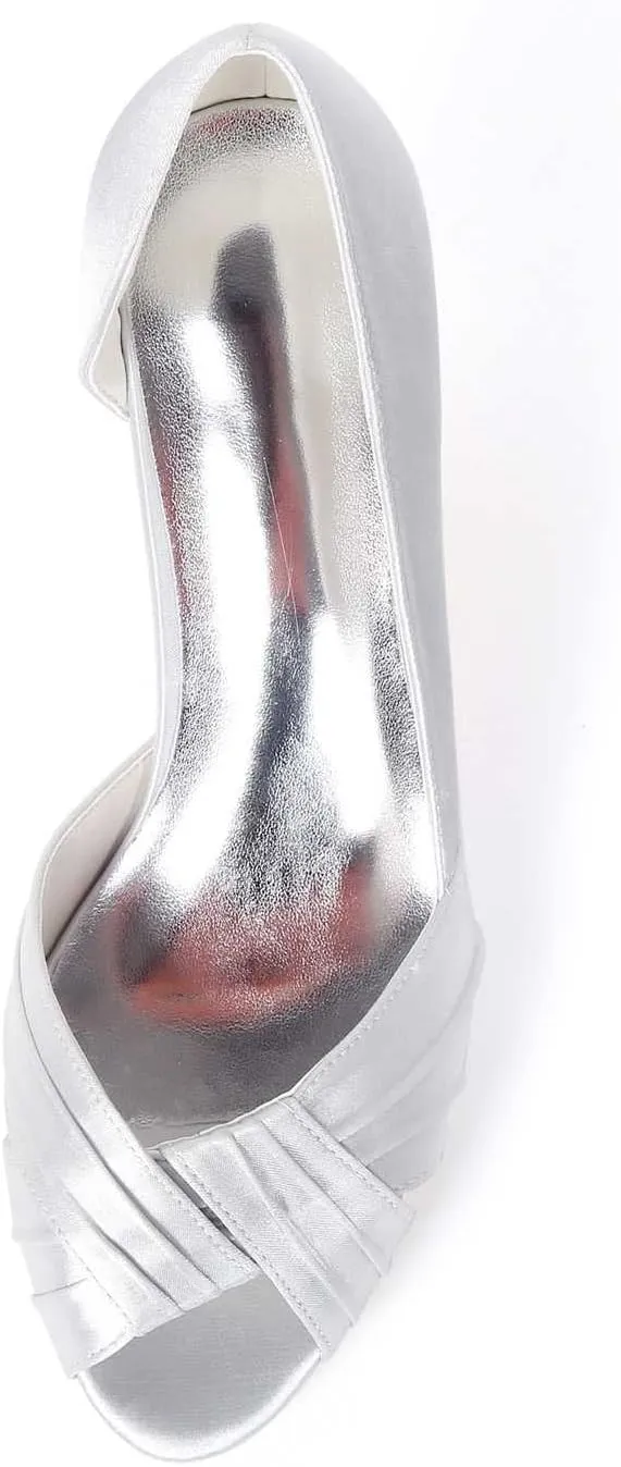 Women's Peep Toe Low Kitten Heel Sandals - Perfect Wedding Pumps for Elegant Bridal & Formal Events