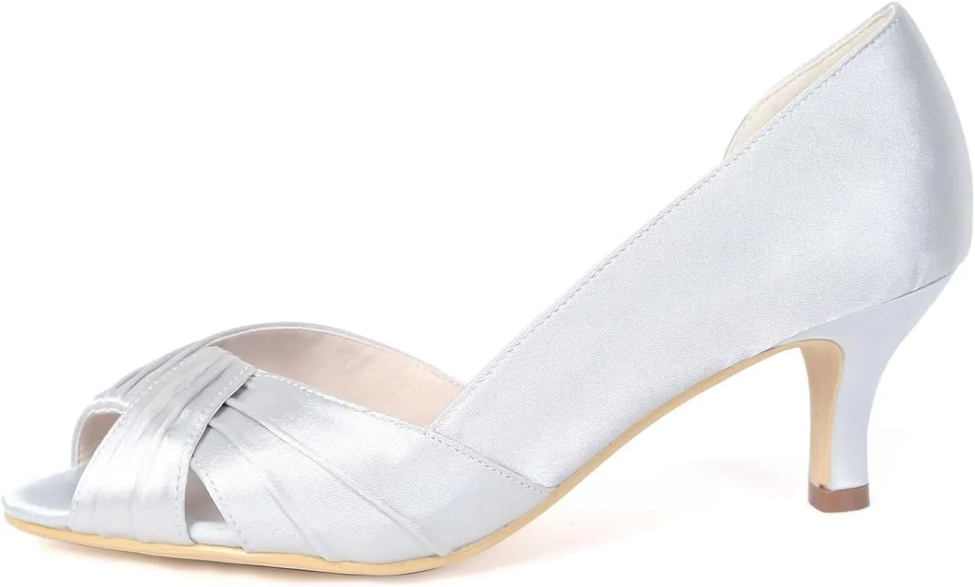 Women's Peep Toe Low Kitten Heel Sandals - Perfect Wedding Pumps for Elegant Bridal & Formal Events