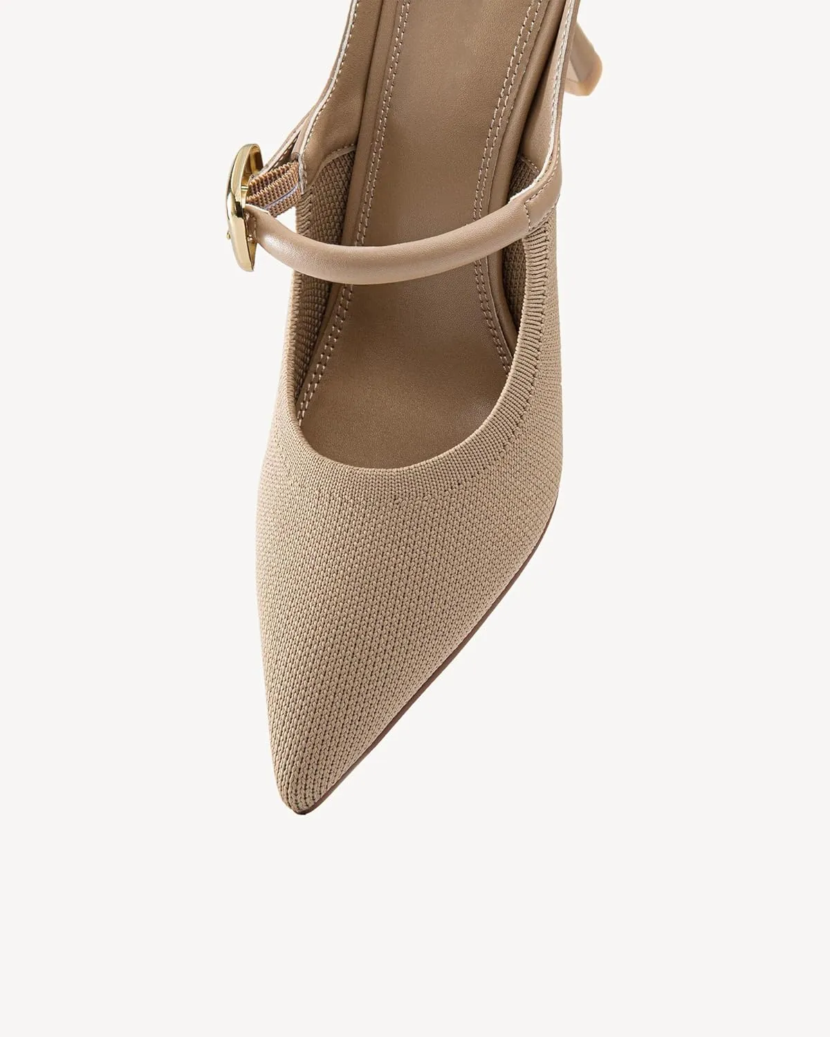 Women's Pointed Toe Heeled Mules, Knit Sandals, Slip-On Shoes