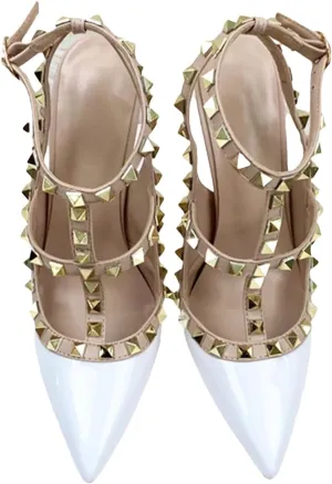 Women's Rivet Strap Summer Sandals, 8/10/12CM High Heels Roman Stiletto Party Pumps