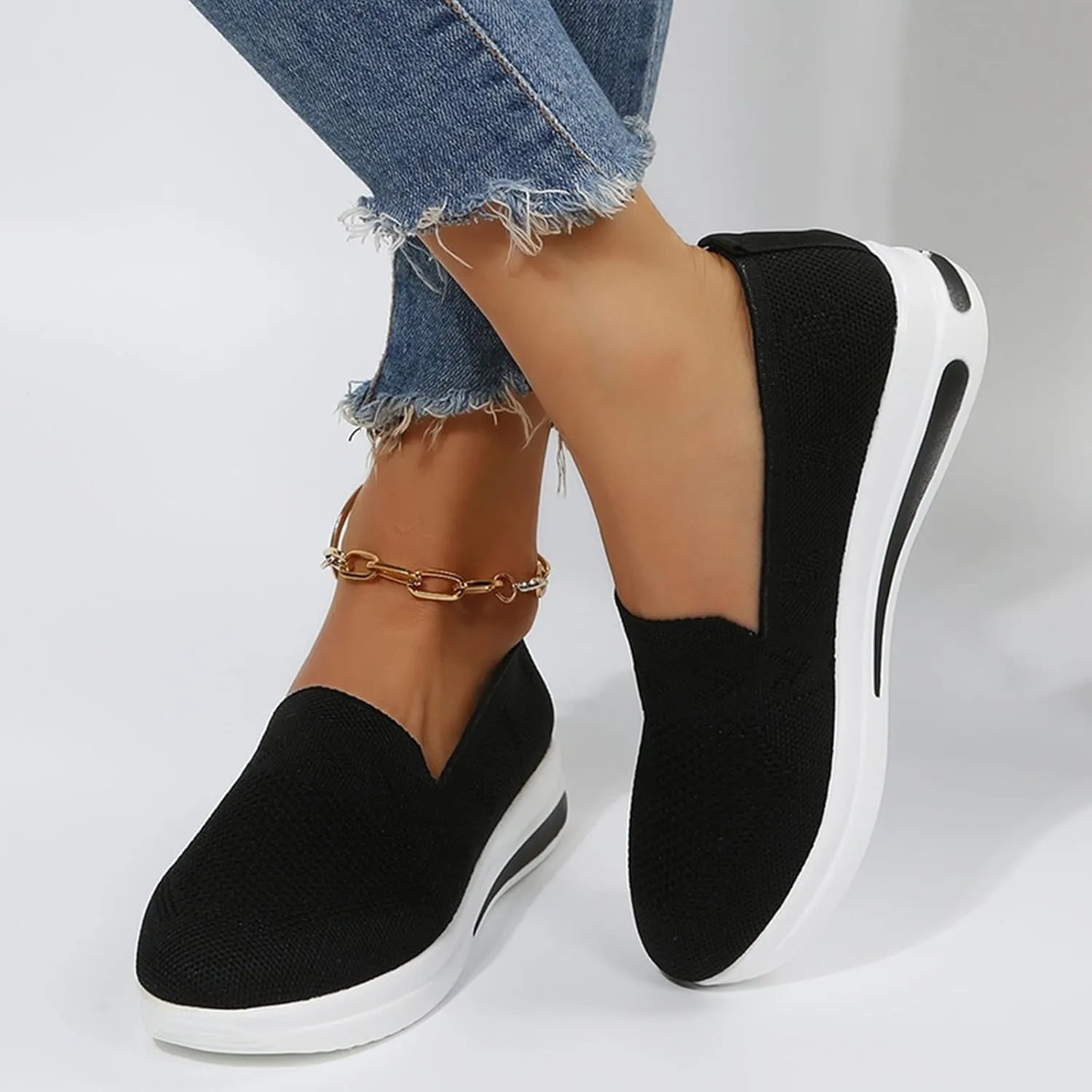 Womens Sandals Dressy Closed Toe Sandals Women Slip On Wedge Loafer Flat Sandals Women Loafer Shoes For Daily Work