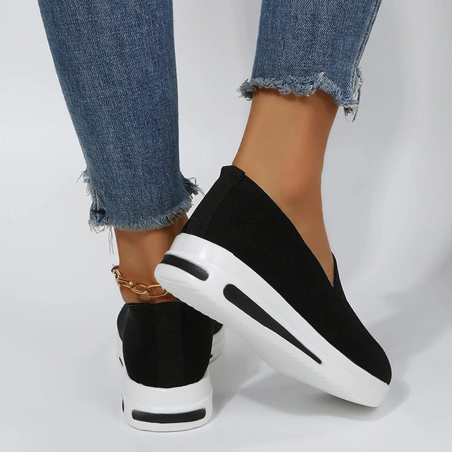 Womens Sandals Dressy Closed Toe Sandals Women Slip On Wedge Loafer Flat Sandals Women Loafer Shoes For Daily Work