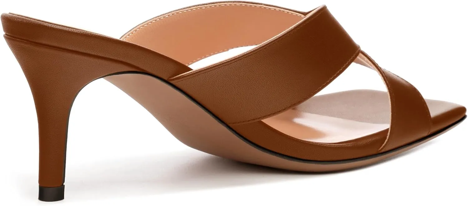Womens Sandals Square Toe Kitten Heels Fashion Solid Matte Sandal 2.55 inch