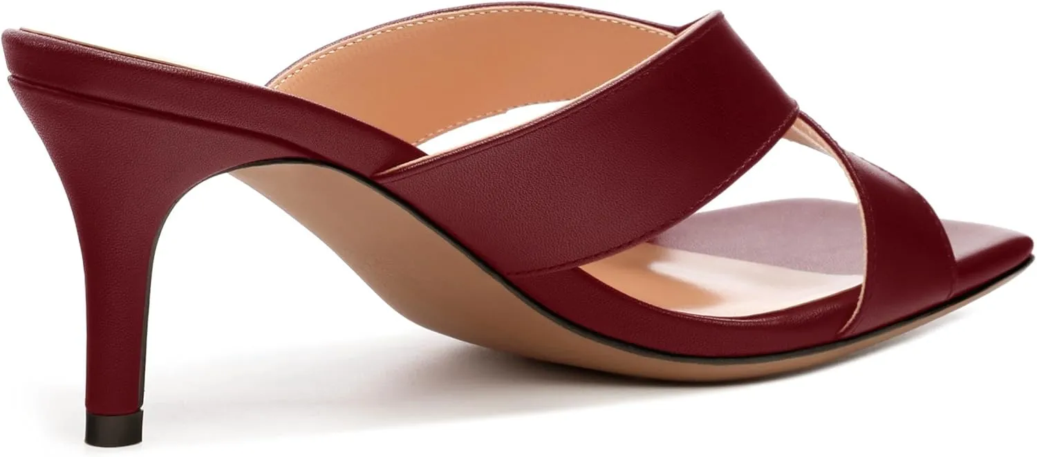 Womens Sandals Square Toe Kitten Heels Fashion Solid Matte Sandal 2.55 inch