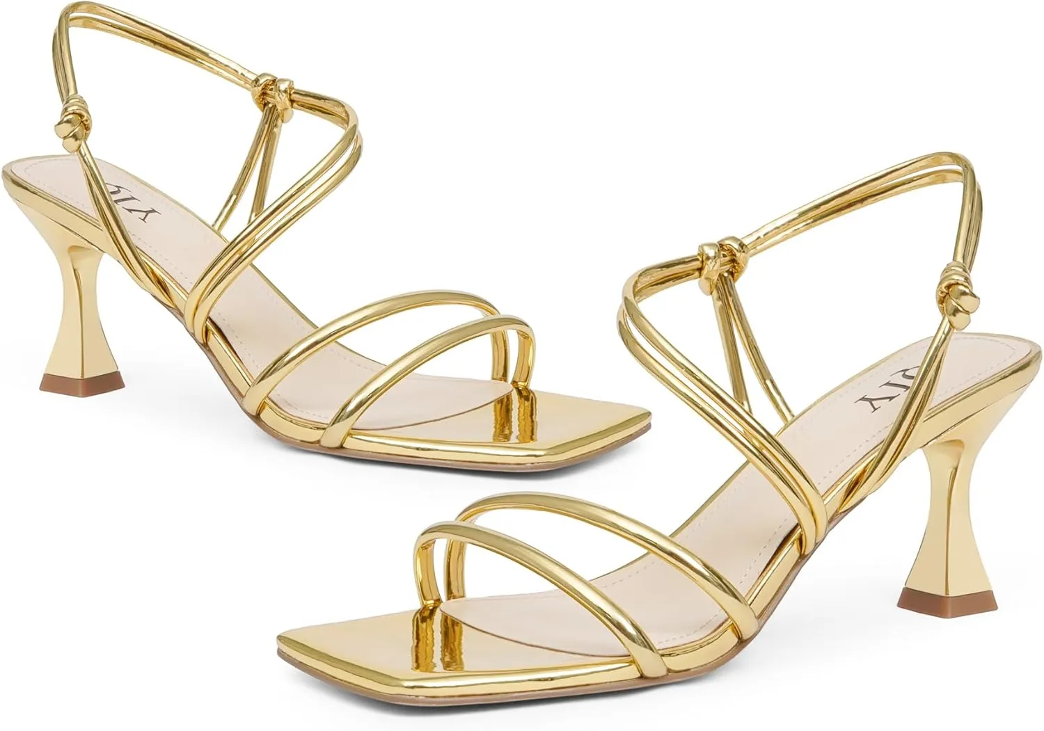 Womens Sandals Strappy Heels Open Square Toe Heeled Sandals Dress Shoes