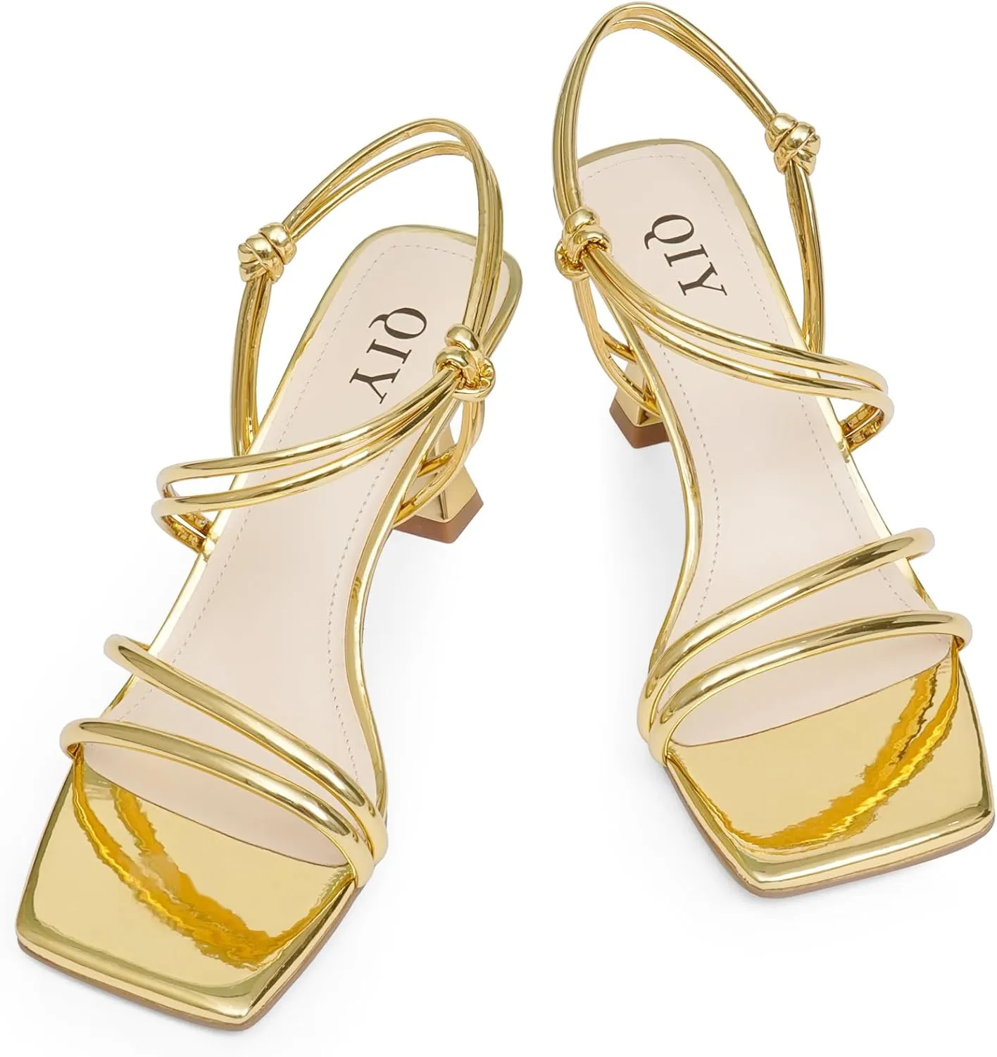 Womens Sandals Strappy Heels Open Square Toe Heeled Sandals Dress Shoes