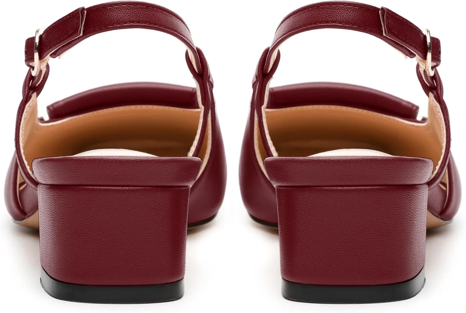 Womens Slingback Buckle Low Chunky Heels Fashion Square Closed Toe Comfort Heeled Sandals Wedding Casual Office Shoes
