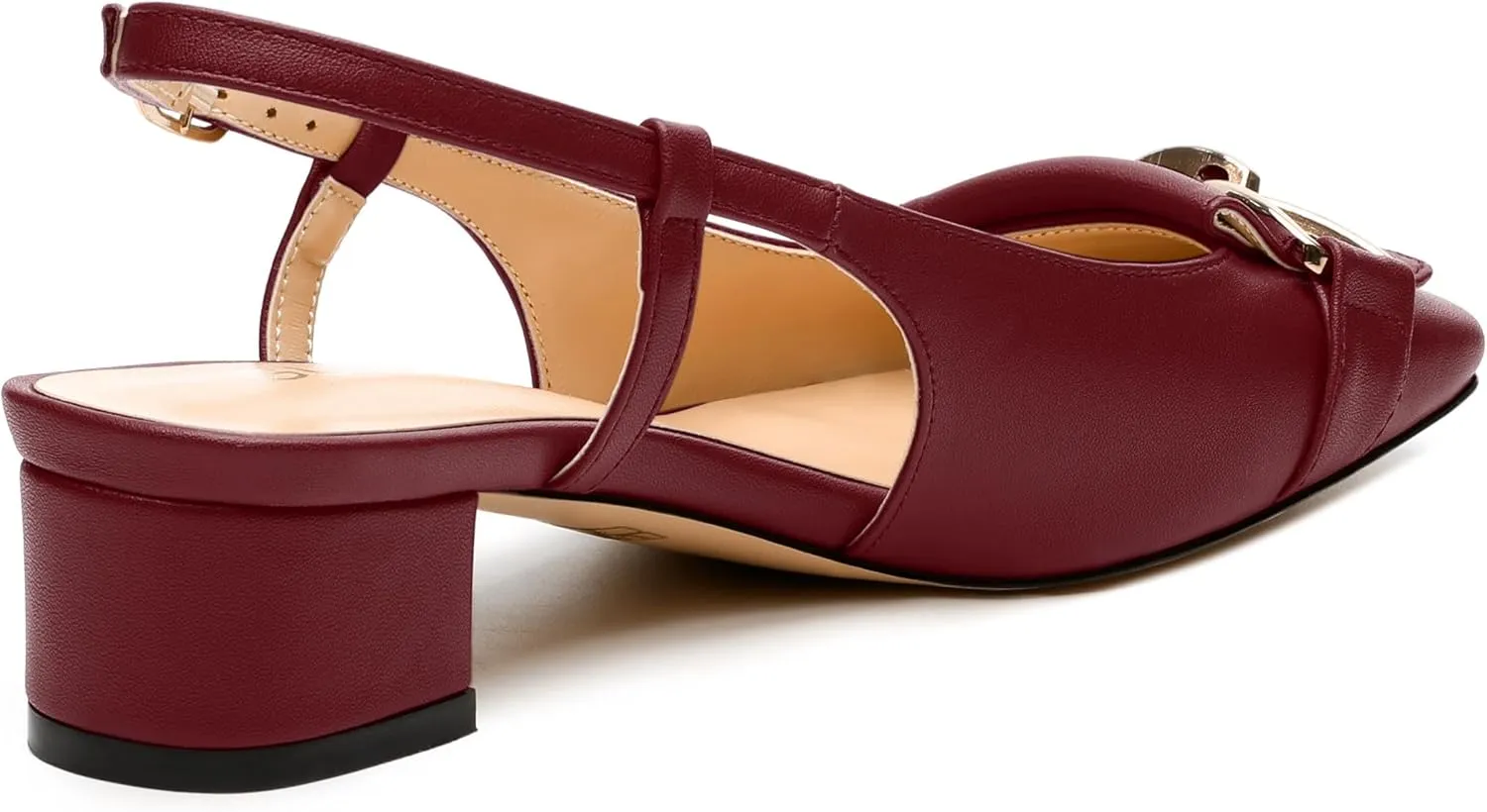 Womens Slingback Buckle Low Chunky Heels Fashion Square Closed Toe Comfort Heeled Sandals Wedding Casual Office Shoes