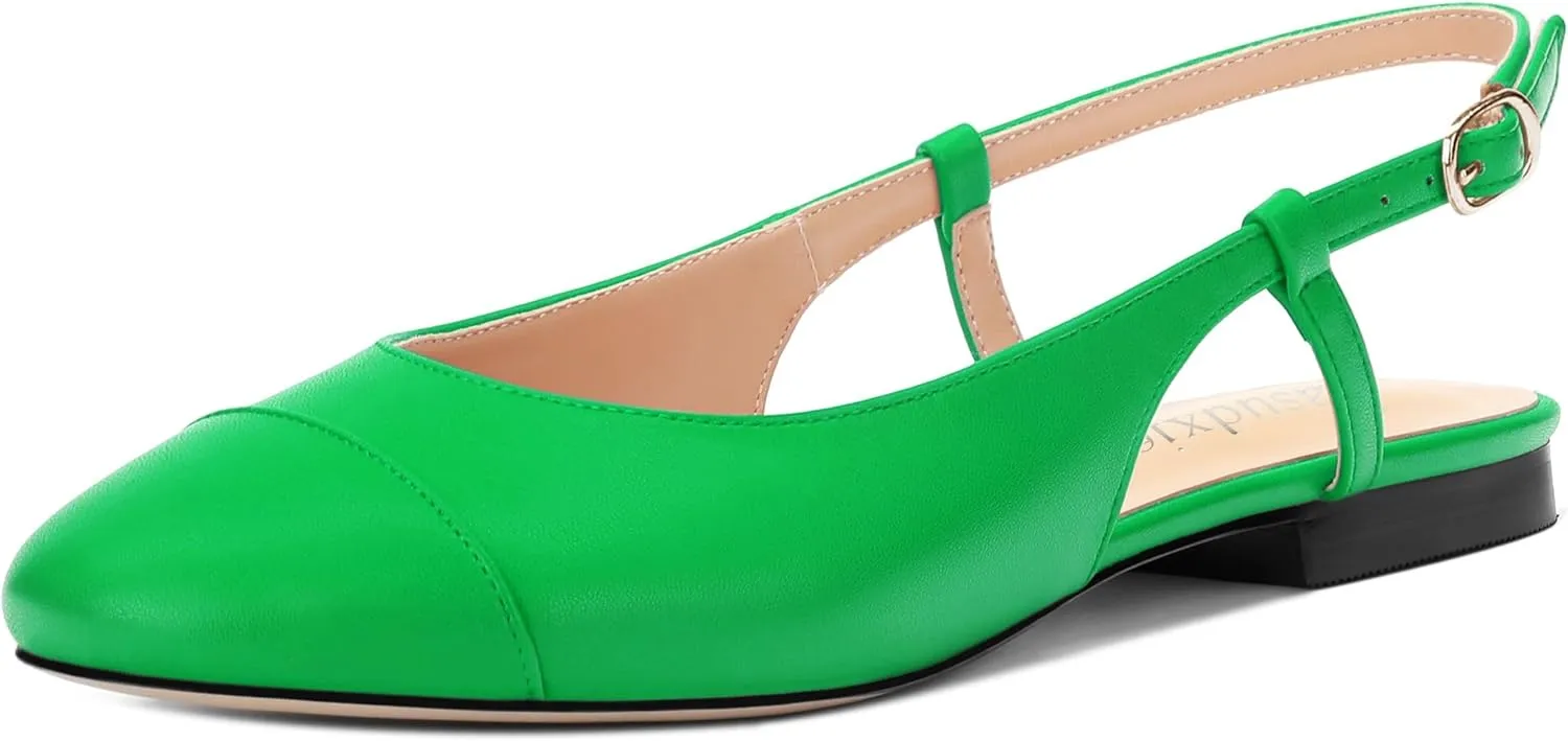 Women's Slingback Flats, Round Toe Flats for Women Dressy Casual Work Office Party, Women's Flats Dress Shoes