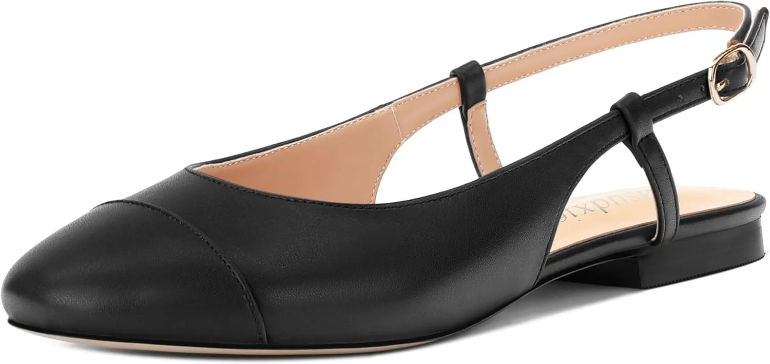 Women's Slingback Flats, Round Toe Flats for Women Dressy Casual Work Office Party, Women's Flats Dress Shoes