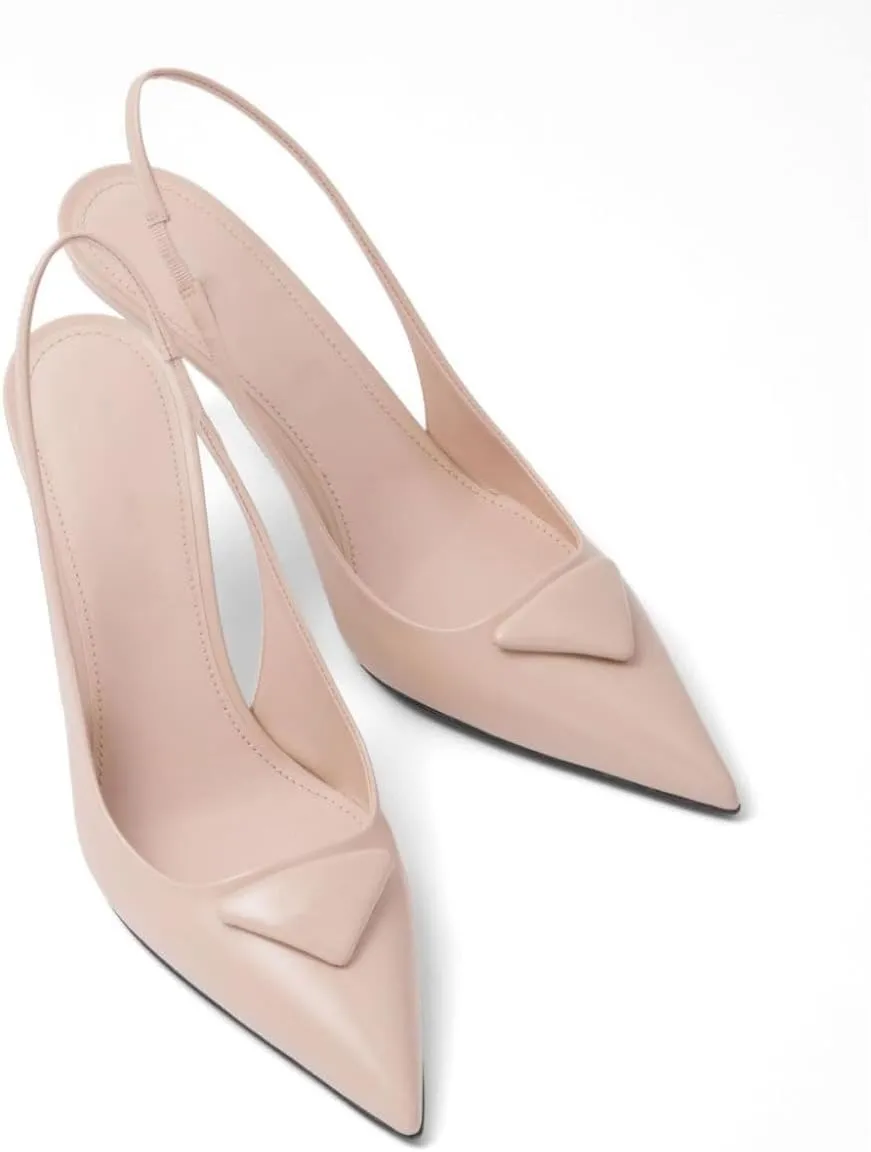 Women's Slingback Sandals Slip On Stiletto Pumps Glitter High Heels Sexy Pointy Closed Toe Sandals for Party Prom Dress Shoes
