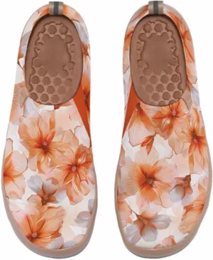 Women's Slip On Casual Loafers Walking Travel Sneakers Knit Art Painted Comfort Lightweight Shoes Beautiful Flowers