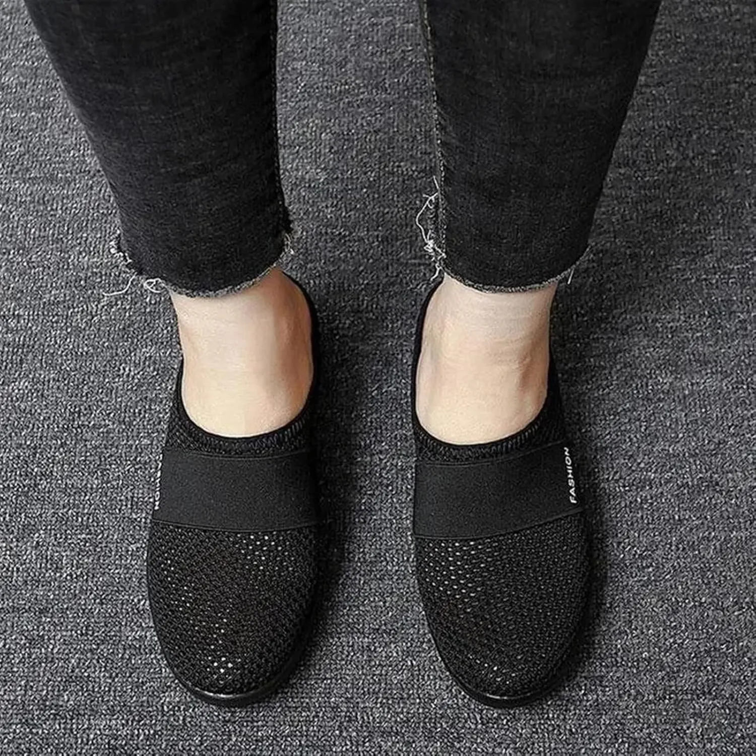 Womens Slip On Clogs and Mules Orthopedic Walking Shoes Non-Slip Mesh Diabetic Air Cushion Loafers Shoes with Arch-Support Open Back Slip On Breathable Slippers Closed Toe Slides Sneakers