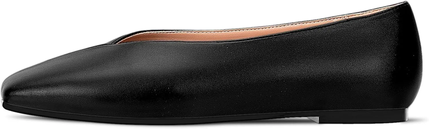 Women's Soft Ballet Silver Flats Elegant Slip On Square Toe Walking Single Shoes