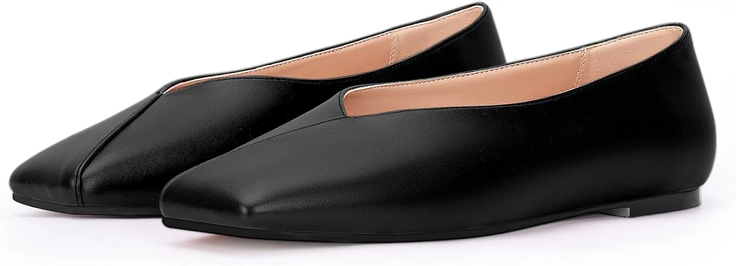 Women's Soft Ballet Silver Flats Elegant Slip On Square Toe Walking Single Shoes