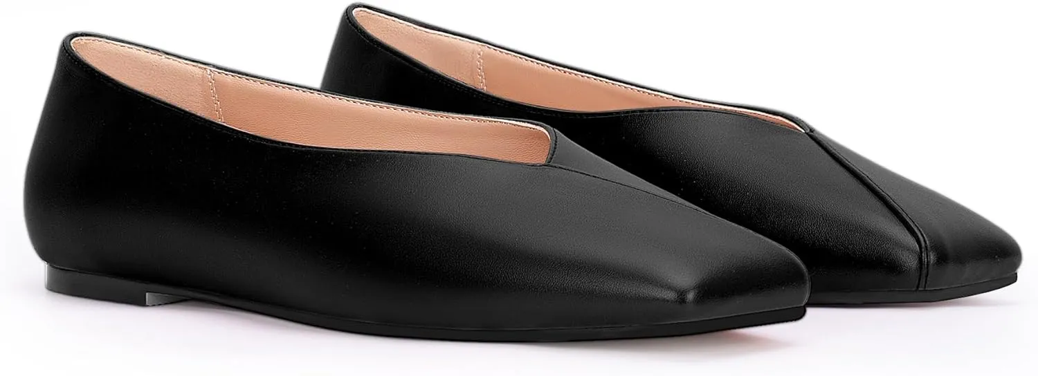Women's Soft Ballet Silver Flats Elegant Slip On Square Toe Walking Single Shoes