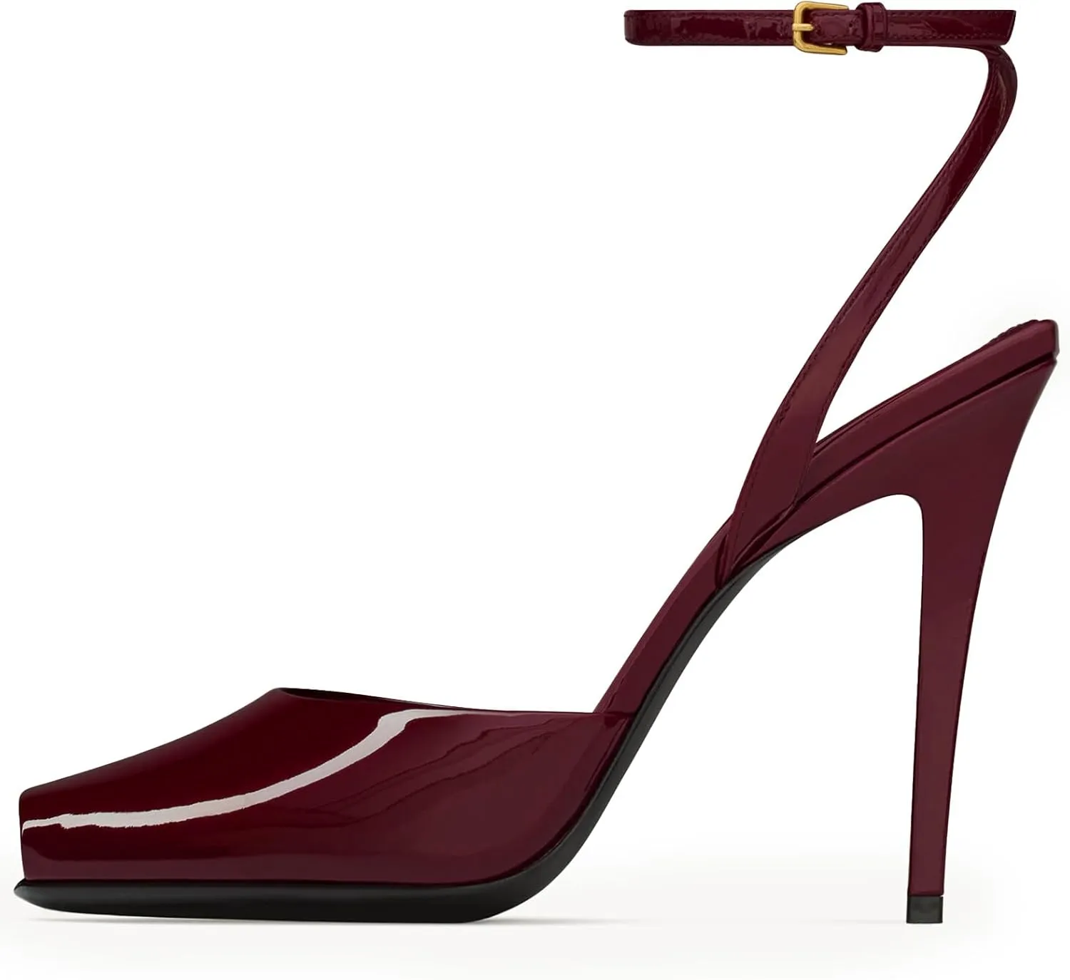 Womens Square Peep Toe Stiletto High Heels Ankle Strap Kitten Heels Sandals Backless Buckle Dress Party Fashion Shoes