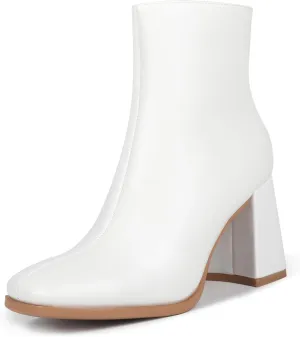 Womens Square Toe Ankle Boots Chunky Heel Causual Comfort Ankle Booties Dress Boots for Women