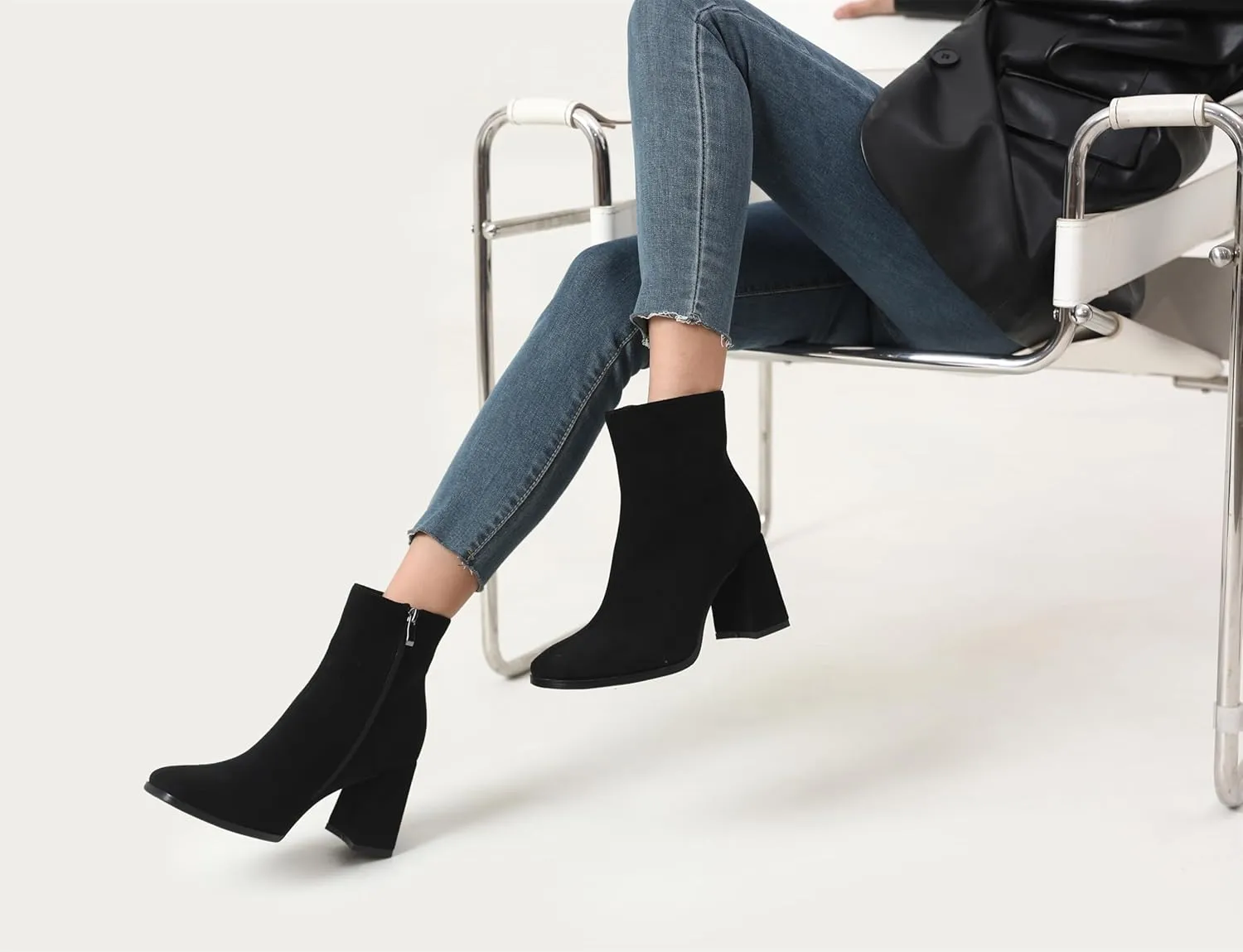 Womens Square Toe Ankle Boots Chunky Heel Causual Comfort Ankle Booties Dress Boots for Women