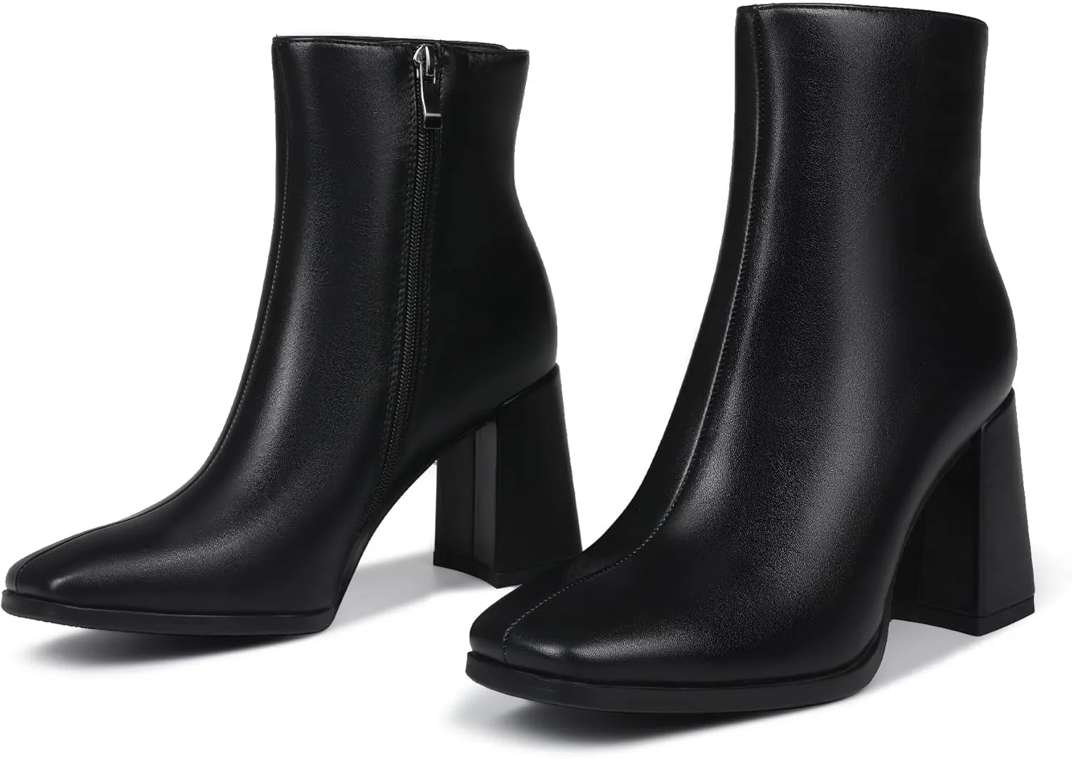 Womens Square Toe Ankle Boots Chunky Heel Causual Comfort Ankle Booties Dress Boots for Women