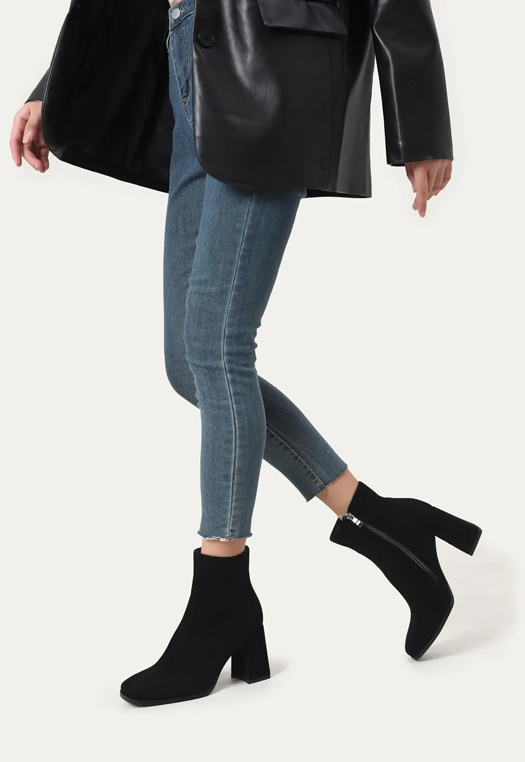 Womens Square Toe Ankle Boots Chunky Heel Causual Comfort Ankle Booties Dress Boots for Women