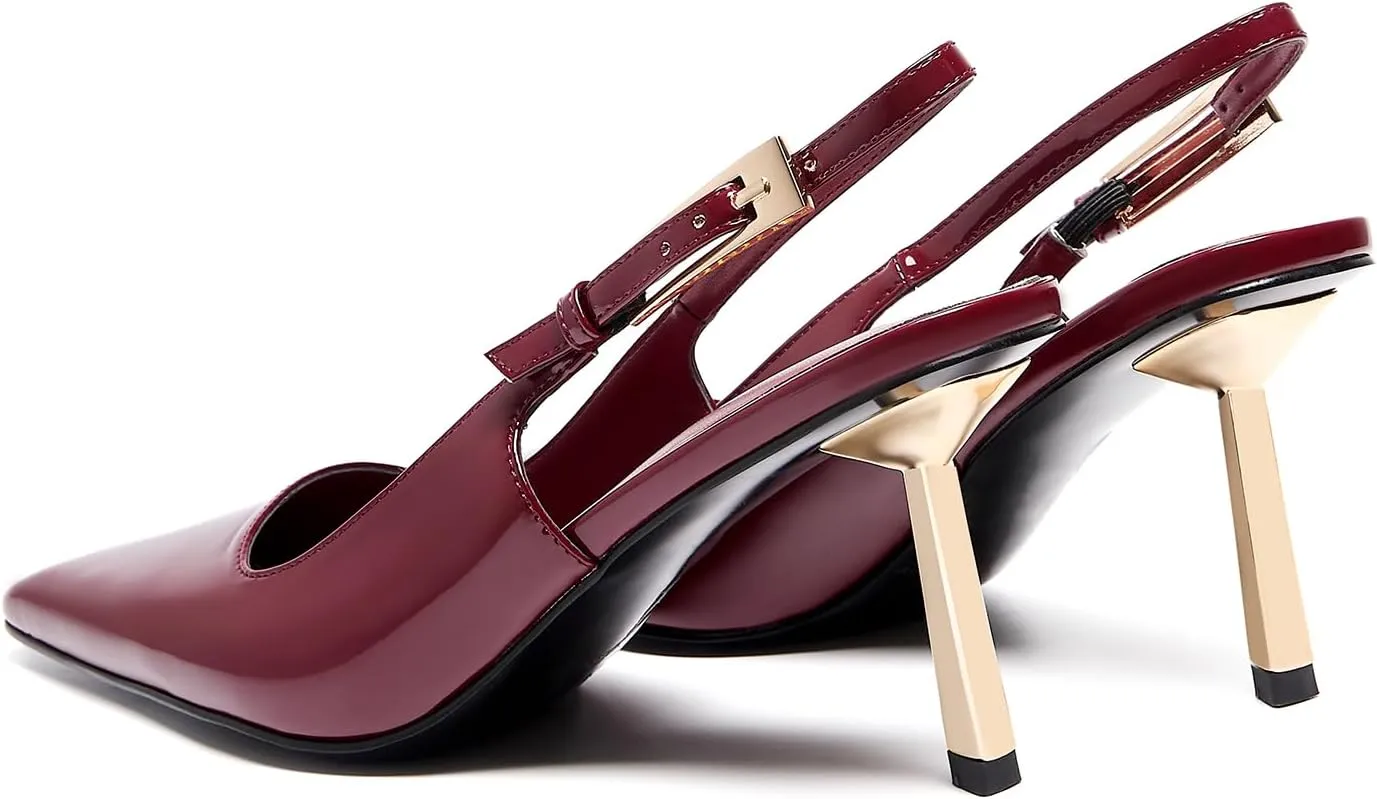 Womens Square Toe Stiletto Sandals Slingback Dressy Heels for Evening Parties Weddings Prom Shoes