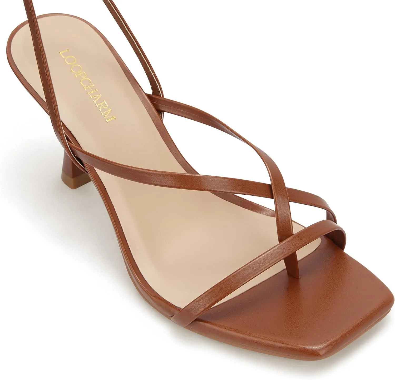 Women's Strappy High Heels Sandals Square Open Toe Ankle Strap Slingback Thong Stilettos Shoes for Wedding