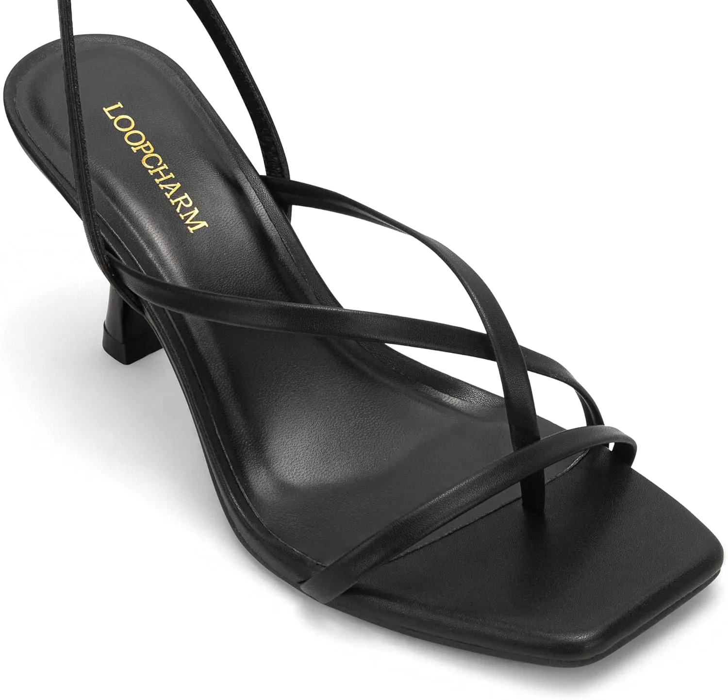Women's Strappy High Heels Sandals Square Open Toe Ankle Strap Slingback Thong Stilettos Shoes for Wedding