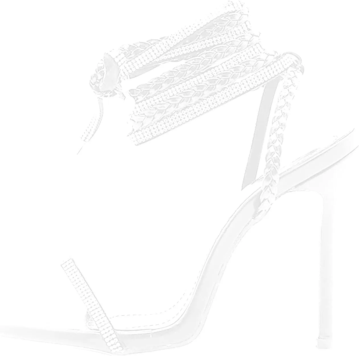 Womens Strappy Knee Length Stilettos Sandals,Sexy Square Toe Rhinestone Cross Strap Lace Up Thin High Heels Summer Open Toe Elegant Casual Shoes