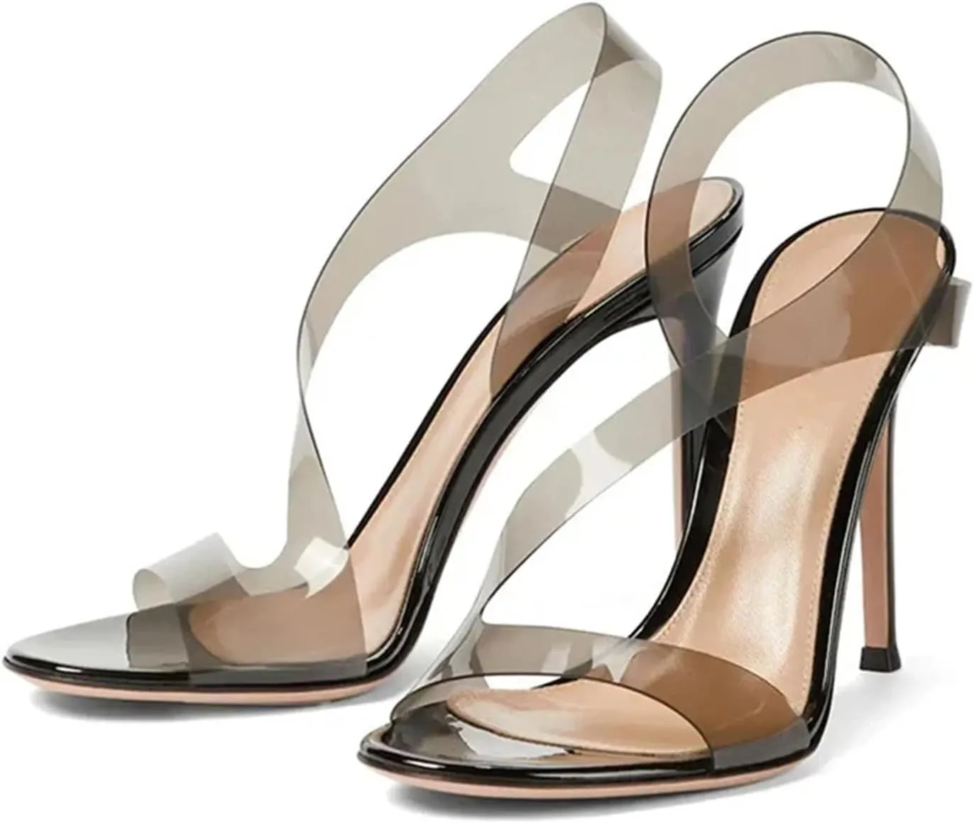 Women's Strappy Peep Toe Sandals, Slip-On Evening Party Stilettos
