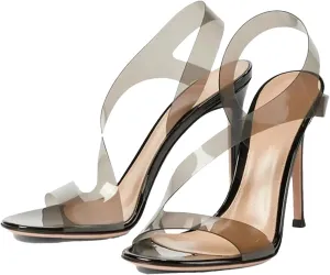 Women's Strappy Peep Toe Sandals, Slip-On Evening Party Stilettos