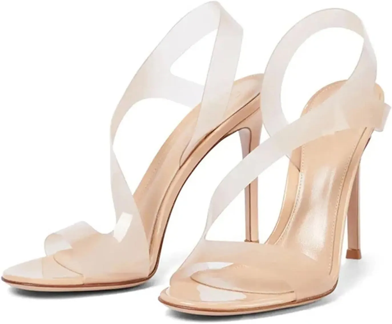 Women's Strappy Peep Toe Sandals, Slip-On Evening Party Stilettos