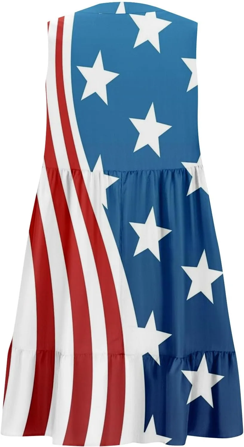 Womens Summer Sleeveless V Neck Short Fashion Casual Flowy Boho Ruffle A Line Swing Sundress
