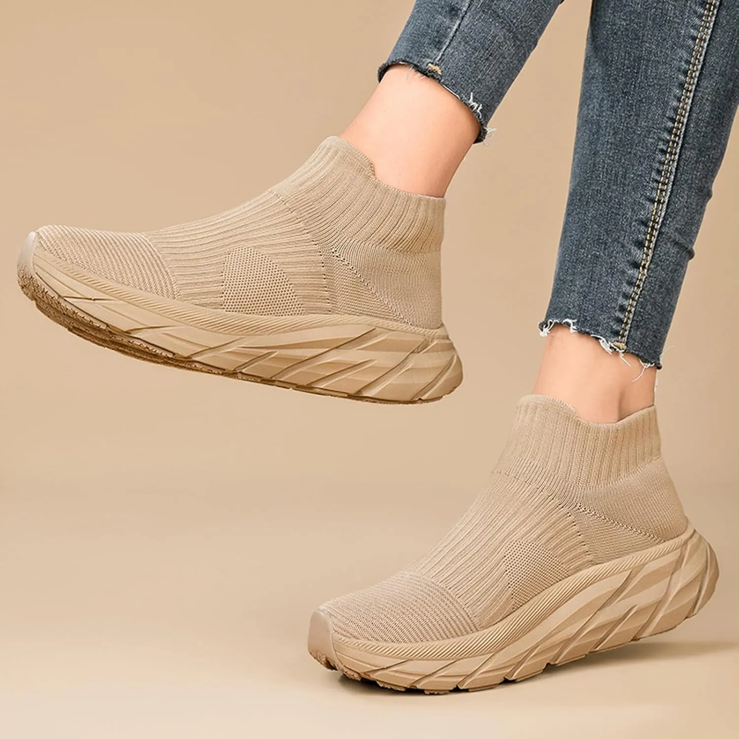 Womens Walking Shoes Mens Breathable Knit Slip On Sneakers Fur Lined Lining Winter Shoes for Women Work Gym Trainers Stylish Shoes