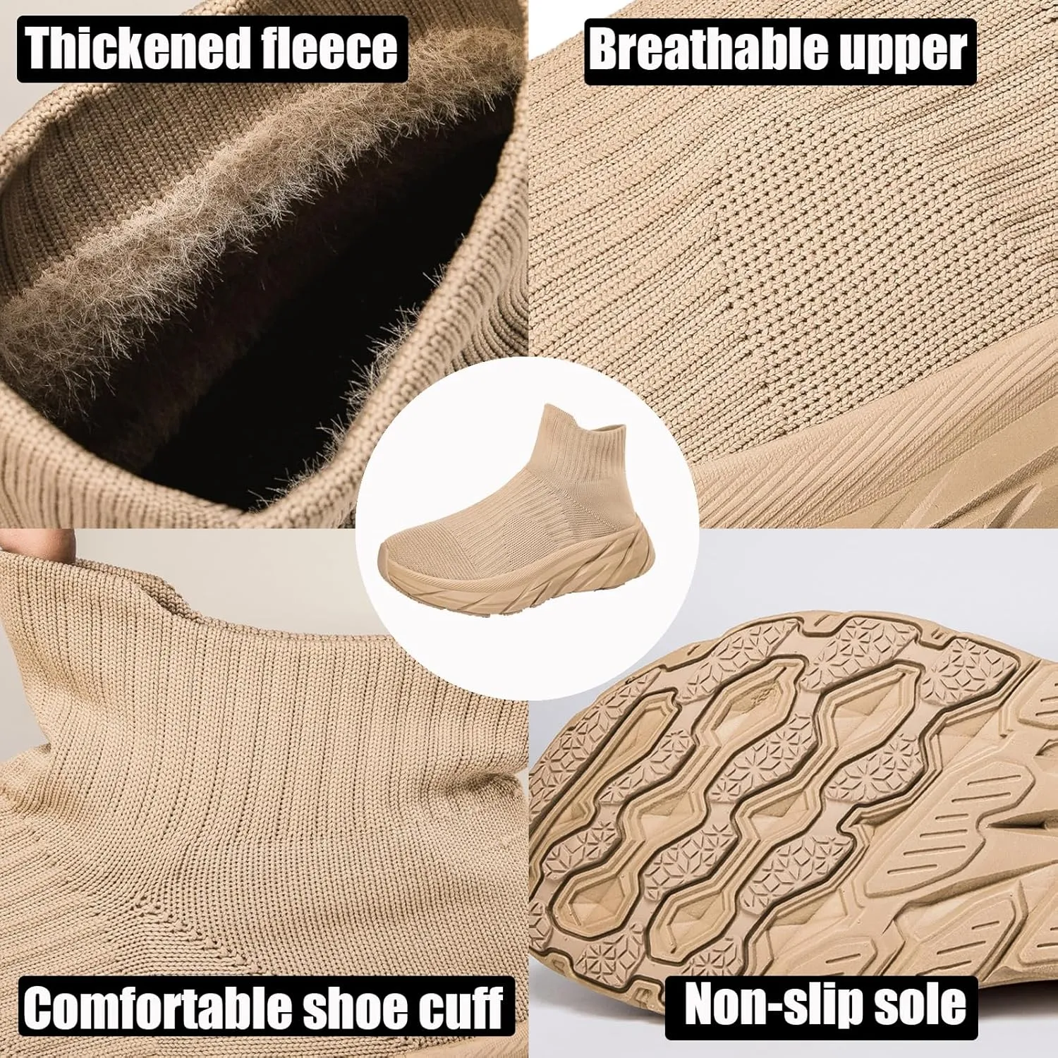 Womens Walking Shoes Mens Breathable Knit Slip On Sneakers Fur Lined Lining Winter Shoes for Women Work Gym Trainers Stylish Shoes