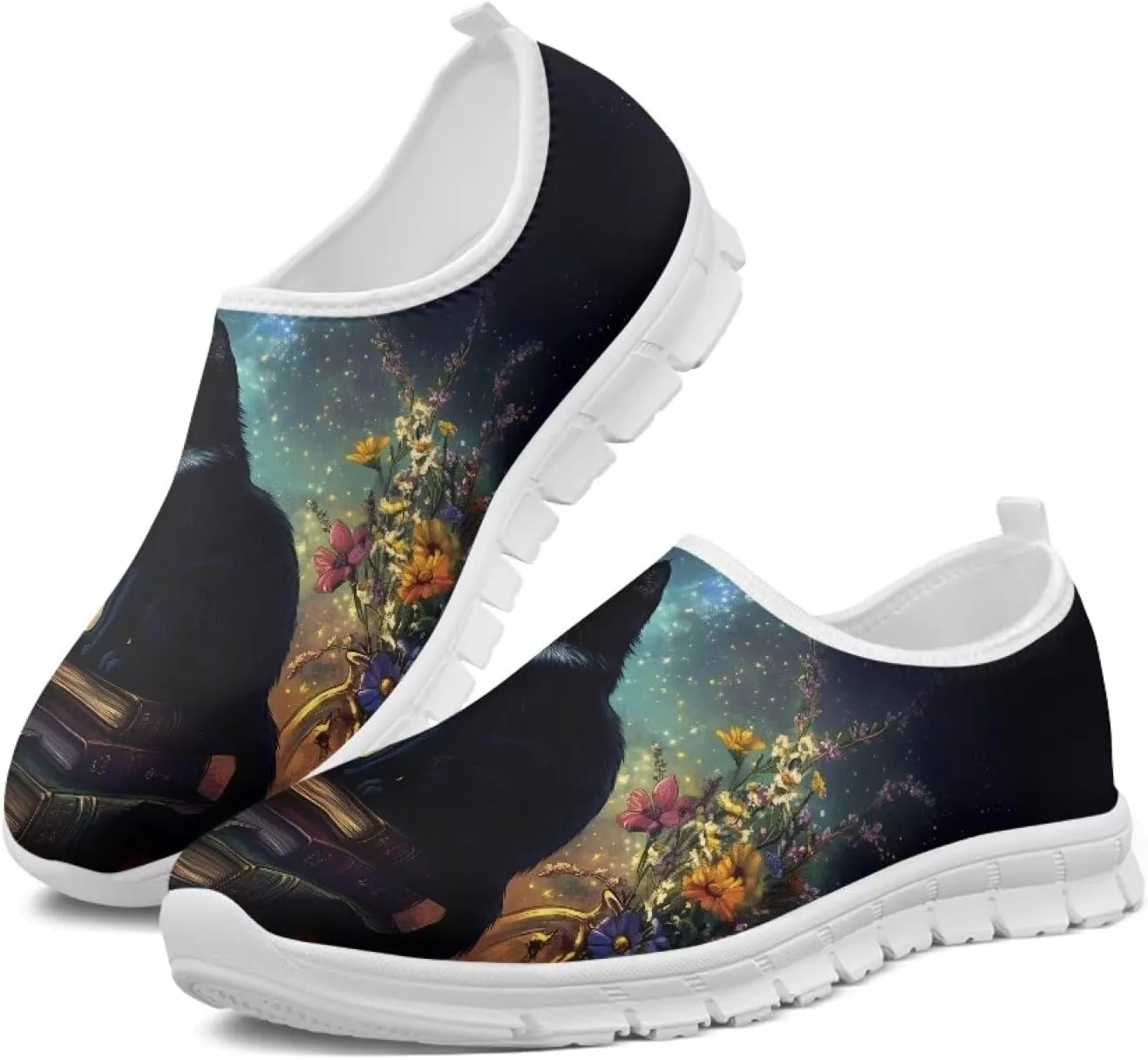 Women's Walking Travel Shoes Flower Shoses Slip On Casual Loafers Lightweight Comfort Art Painted Fashion Sneaker US Size 5.5-11.5