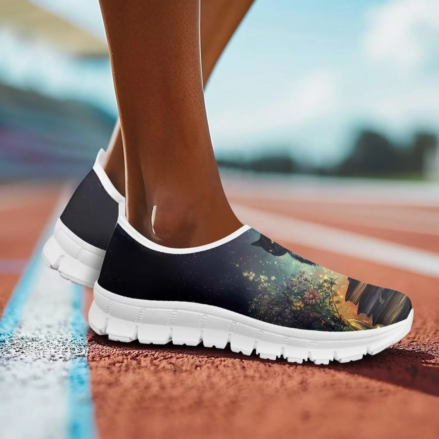 Women's Walking Travel Shoes Flower Shoses Slip On Casual Loafers Lightweight Comfort Art Painted Fashion Sneaker US Size 5.5-11.5